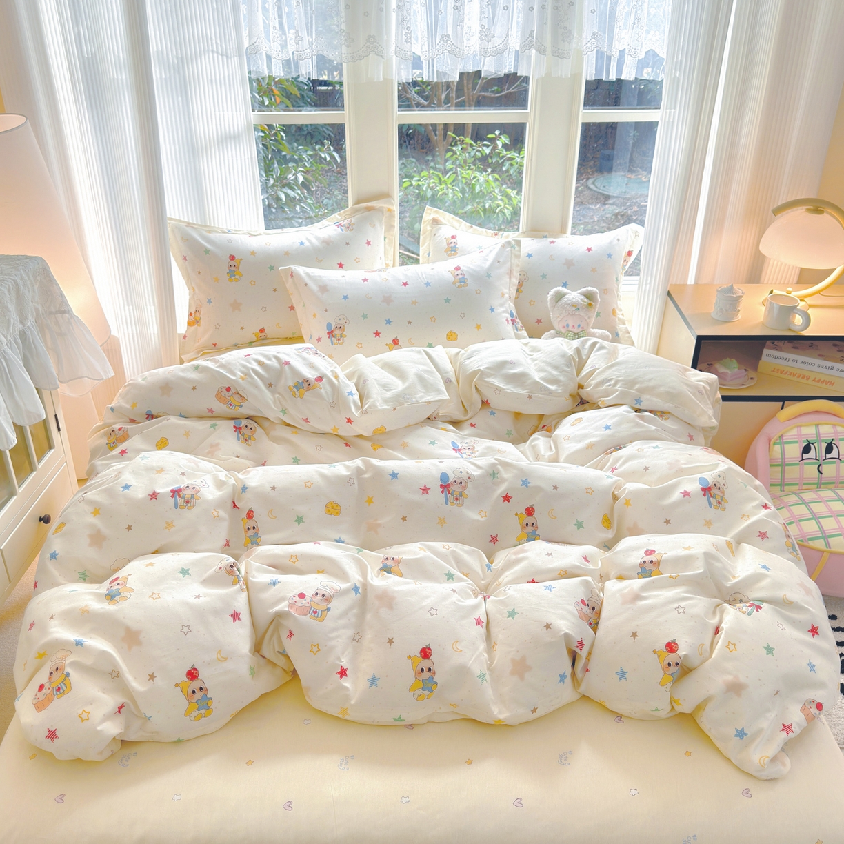 91家纺网 家纺一手货源 找家纺 洺兰家居 2026新款全棉纯棉13070小清新印花单被套被套单件 小星星