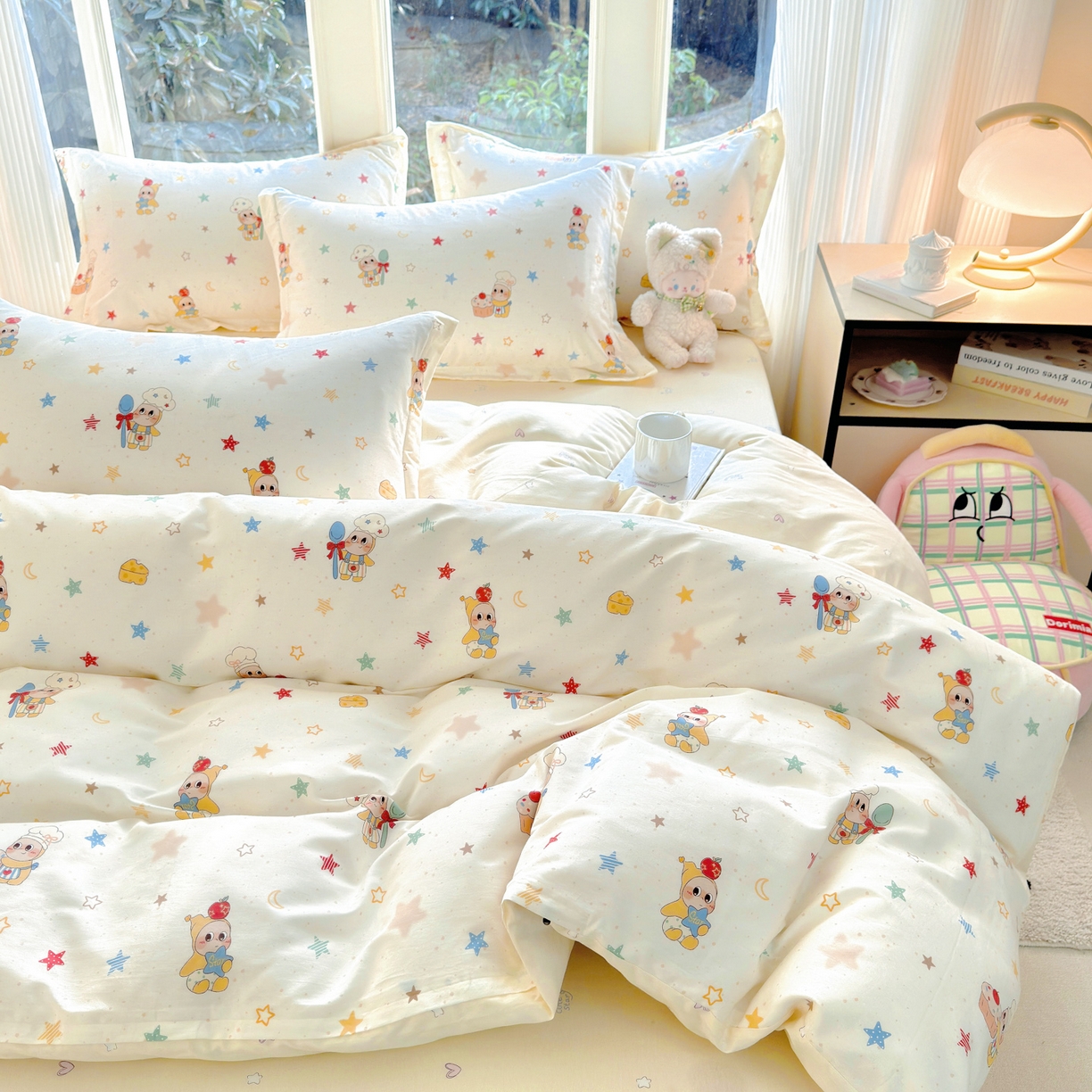 91家纺网 家纺一手货源 找家纺 洺兰家居 2026新款全棉纯棉13070小清新印花单被套被套单件 小星星