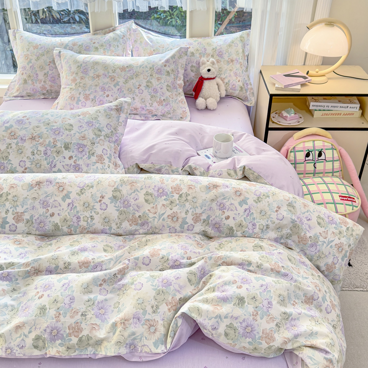 91家纺网 家纺一手货源 找家纺 洺兰家居 2026新款全棉纯棉13070小清新印花单被套被套单件 栀子花