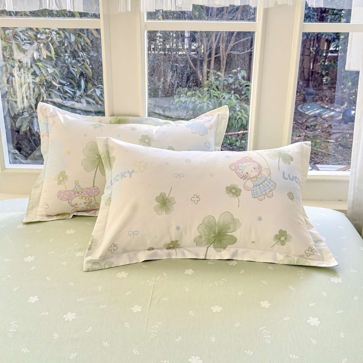 91家纺网 家纺一手货源 找家纺 洺兰家居 2026新款全棉纯棉13070小清新印花单被套被套单件 幸运四叶草