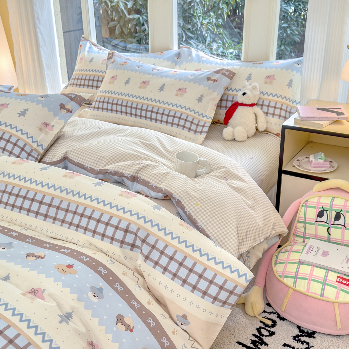 91家纺网 家纺一手货源 找家纺 洺兰家居 2026新款全棉纯棉13070小清新印花单被套被套单件 童年派对