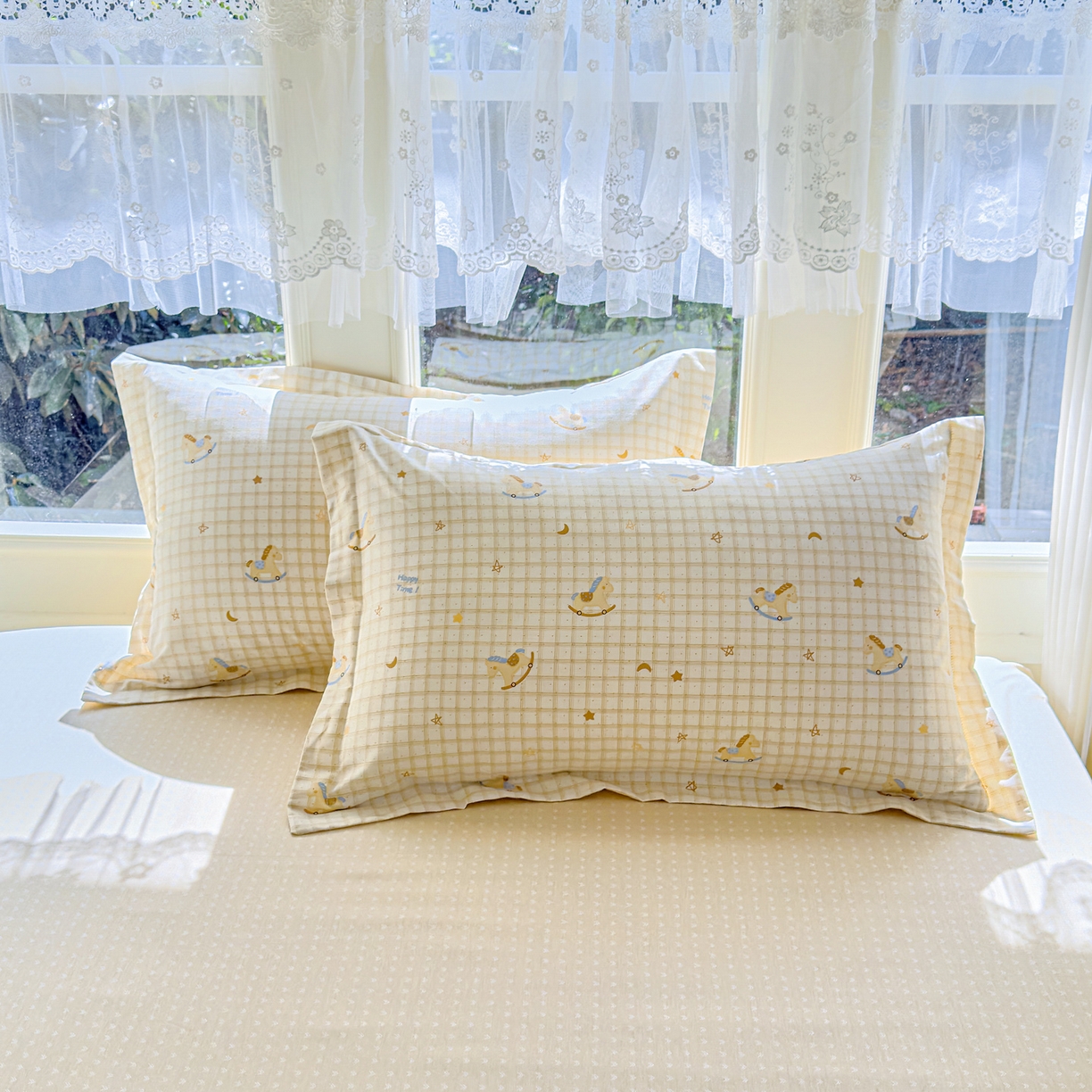 91家纺网 家纺一手货源 找家纺 洺兰家居 2026新款全棉纯棉13070小清新印花单被套被套单件 木马星梦