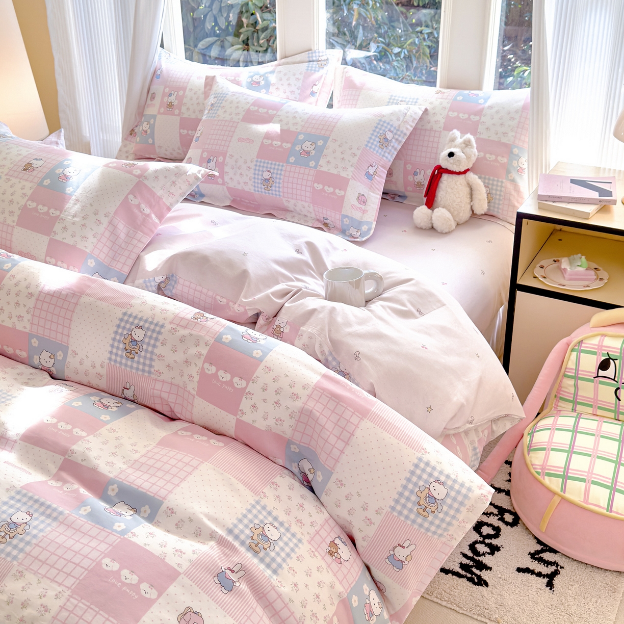 91家纺网 家纺一手货源 找家纺 洺兰家居 2026新款全棉纯棉13070小清新印花单被套被套单件 迷你小屋