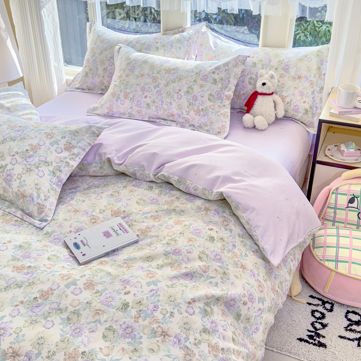 91家纺网 家纺一手货源 找家纺 洺兰家居 2026新款全棉纯棉13070小清新印花单被套被套单件 栀子花