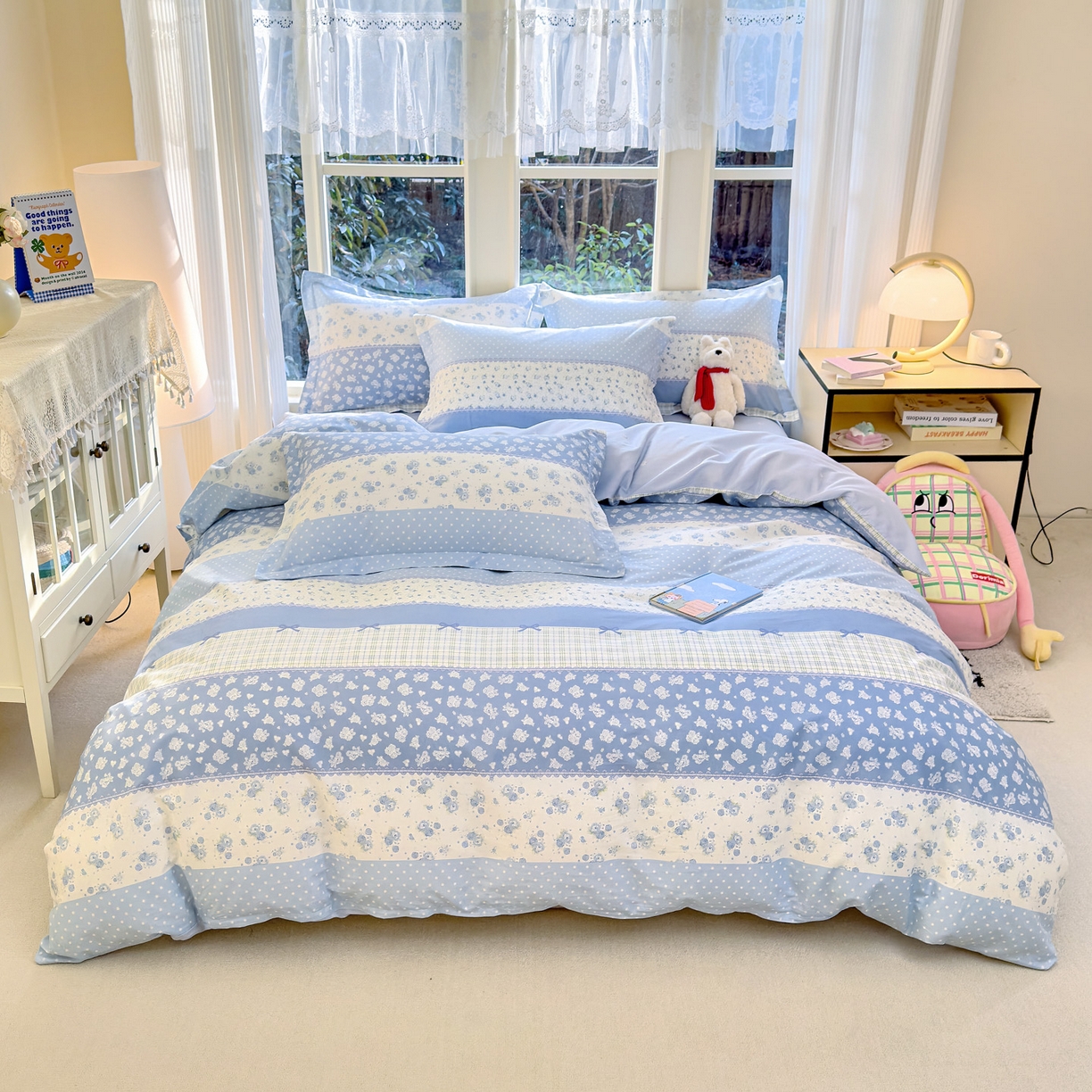 91家纺网 家纺一手货源 找家纺 洺兰家居 2026新款全棉纯棉13070小清新印花单被套被套单件 蓝调记忆