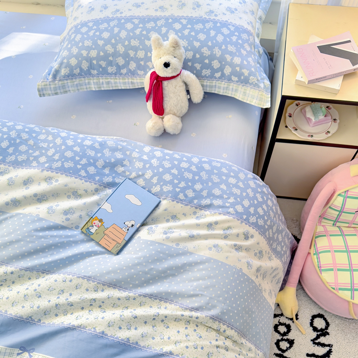 91家纺网 家纺一手货源 找家纺 洺兰家居 2026新款全棉纯棉13070小清新印花单被套被套单件 蓝调记忆