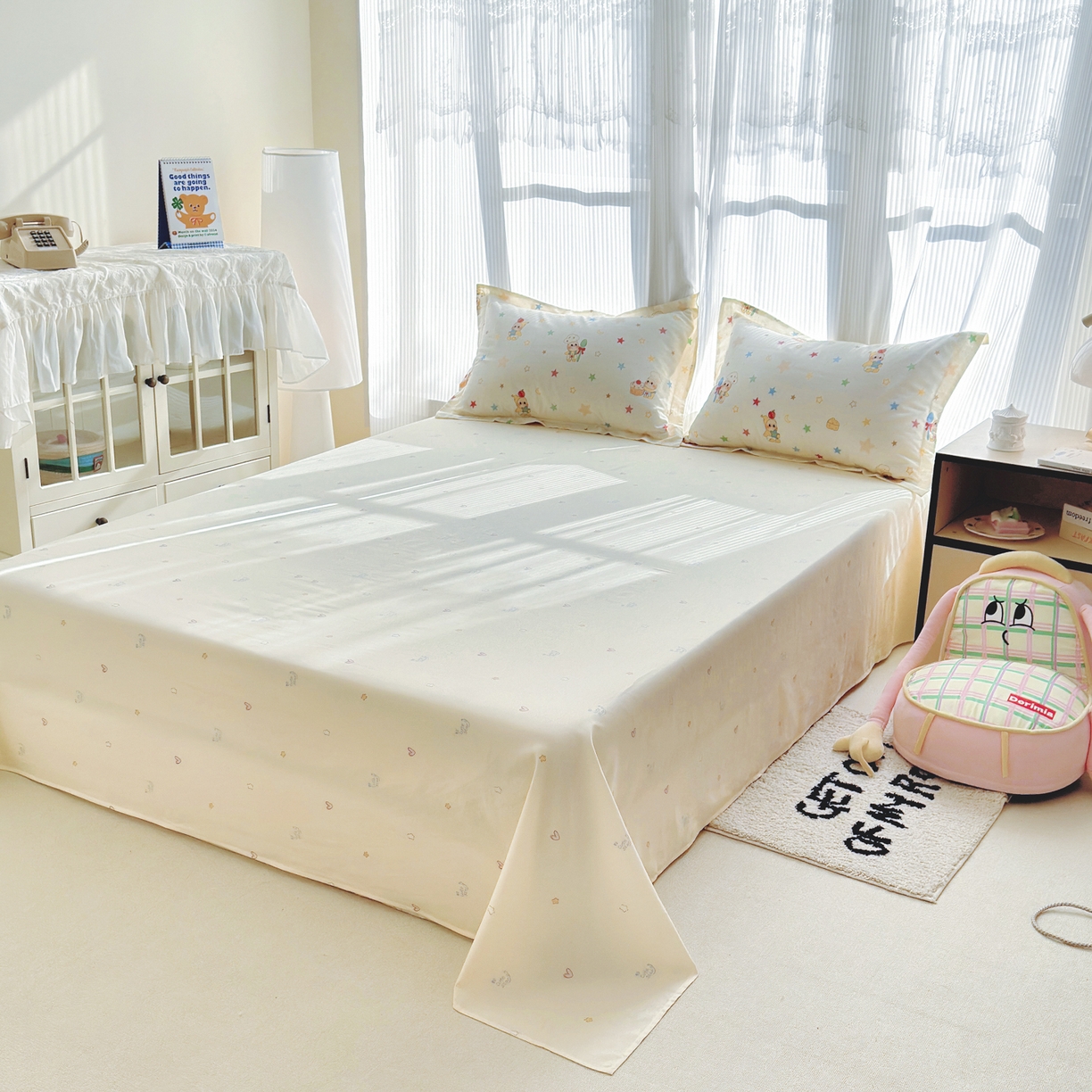 91家纺网 家纺一手货源 找家纺 洺兰家居 2026新款全棉纯棉13070小清新印花单被套被套单件 小星星