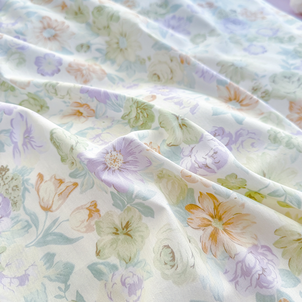 91家纺网 家纺一手货源 找家纺 洺兰家居 2026新款全棉纯棉13070小清新印花单被套被套单件 栀子花