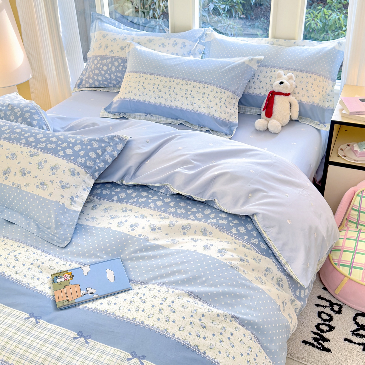 91家纺网 家纺一手货源 找家纺 洺兰家居 2026新款全棉纯棉13070小清新印花单被套被套单件 蓝调记忆