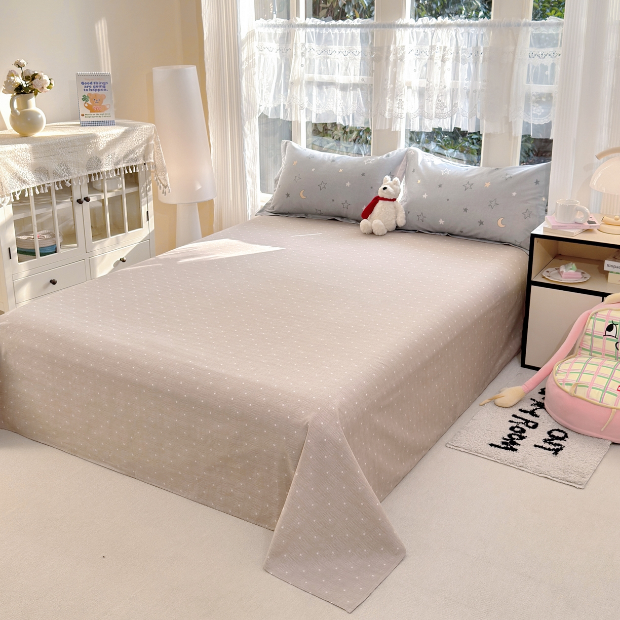 91家纺网 家纺一手货源 找家纺 洺兰家居 2026新款全棉纯棉13070小清新印花单被套被套单件 星空奇遇