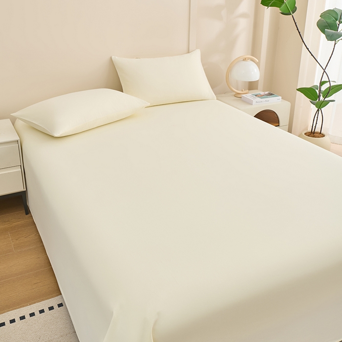 91家纺网 家纺一手货源 找家纺 居美良品 2026新款新疆长绒棉100%全棉纯色A类纯棉床单 米白