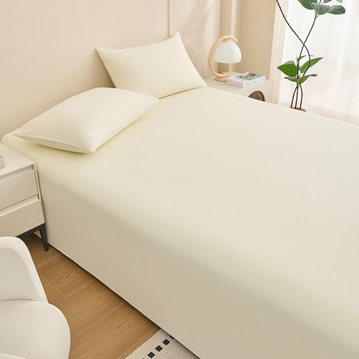 91家纺网 家纺一手货源 找家纺 居美良品 2026新款新疆长绒棉100%全棉纯色A类纯棉床单 米白