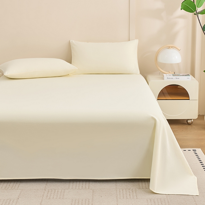 居美良品 2026新款新疆长绒棉100%全棉纯色A类纯棉床单 米白