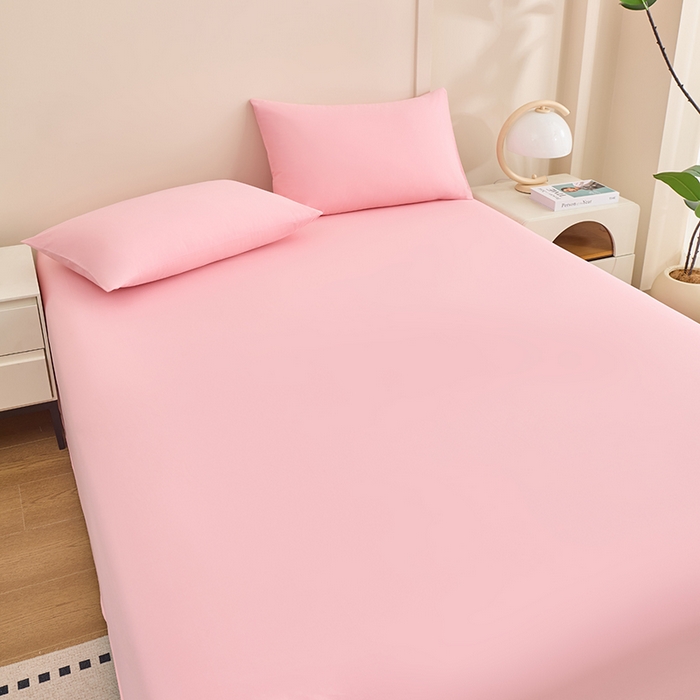 91家纺网 家纺一手货源 找家纺 居美良品 2026新款新疆长绒棉100%全棉纯色A类纯棉床单 浅粉