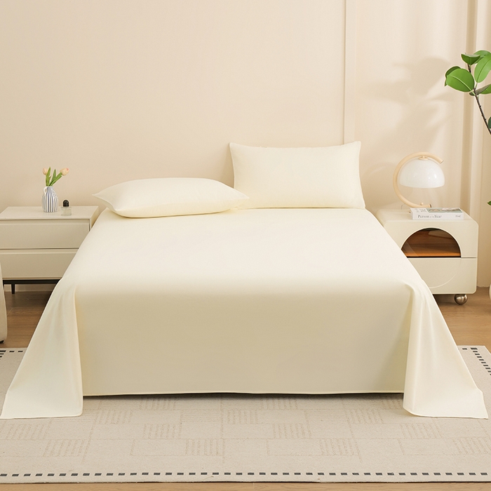 91家纺网 家纺一手货源 找家纺 居美良品 2026新款新疆长绒棉100%全棉纯色A类纯棉床单 米白