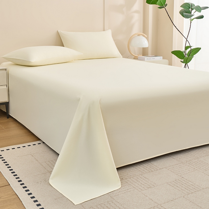 91家纺网 家纺一手货源 找家纺 居美良品 2026新款新疆长绒棉100%全棉纯色A类纯棉床单 米白