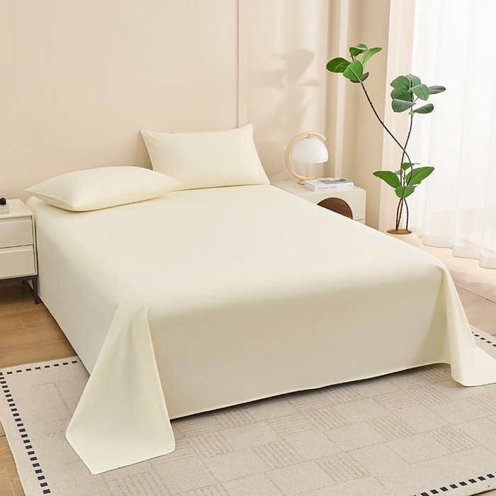 91家纺网 家纺一手货源 找家纺 居美良品 2026新款新疆长绒棉100%全棉纯色A类纯棉床单 米白