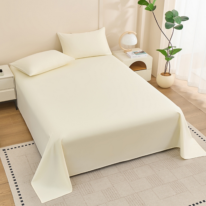 91家纺网 家纺一手货源 找家纺 居美良品 2026新款新疆长绒棉100%全棉纯色A类纯棉床单 米白