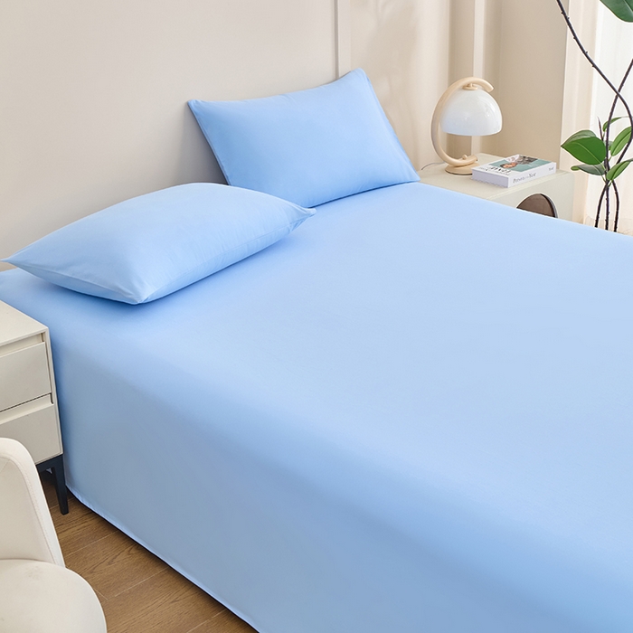 91家纺网 家纺一手货源 找家纺 居美良品 2026新款新疆长绒棉100%全棉纯色A类纯棉床单 天蓝