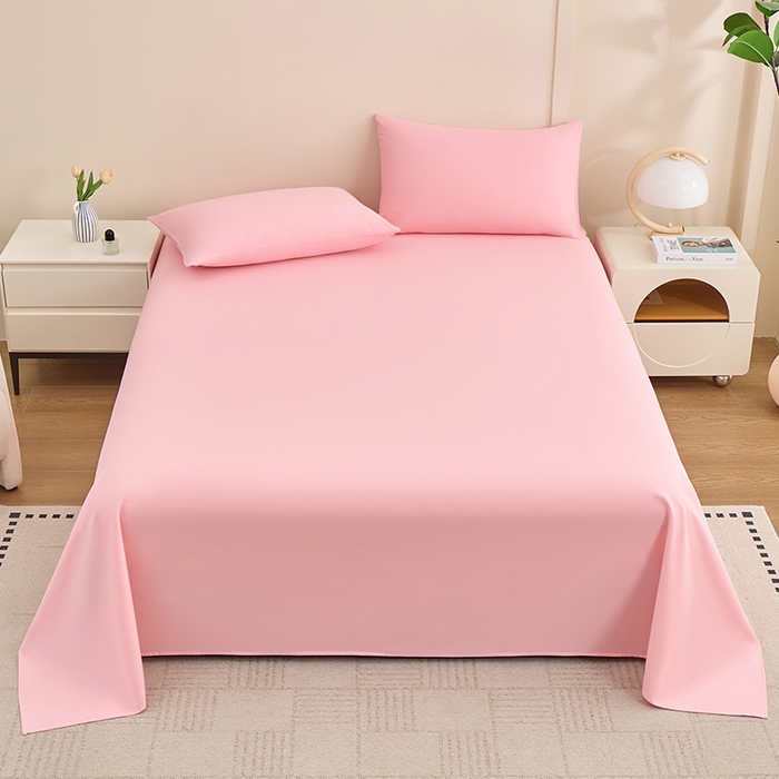 91家纺网 家纺一手货源 找家纺 居美良品 2026新款新疆长绒棉100%全棉纯色A类纯棉床单 浅粉