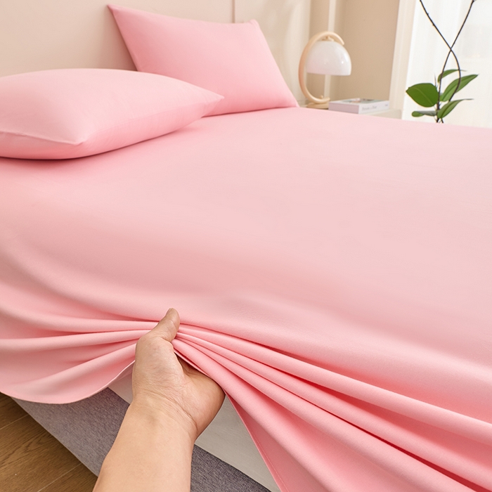 91家纺网 家纺一手货源 找家纺 居美良品 2026新款新疆长绒棉100%全棉纯色A类纯棉床单 浅粉