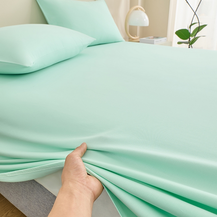 91家纺网 家纺一手货源 找家纺 居美良品 2026新款新疆长绒棉100%全棉纯色A类纯棉床单 抹茶绿