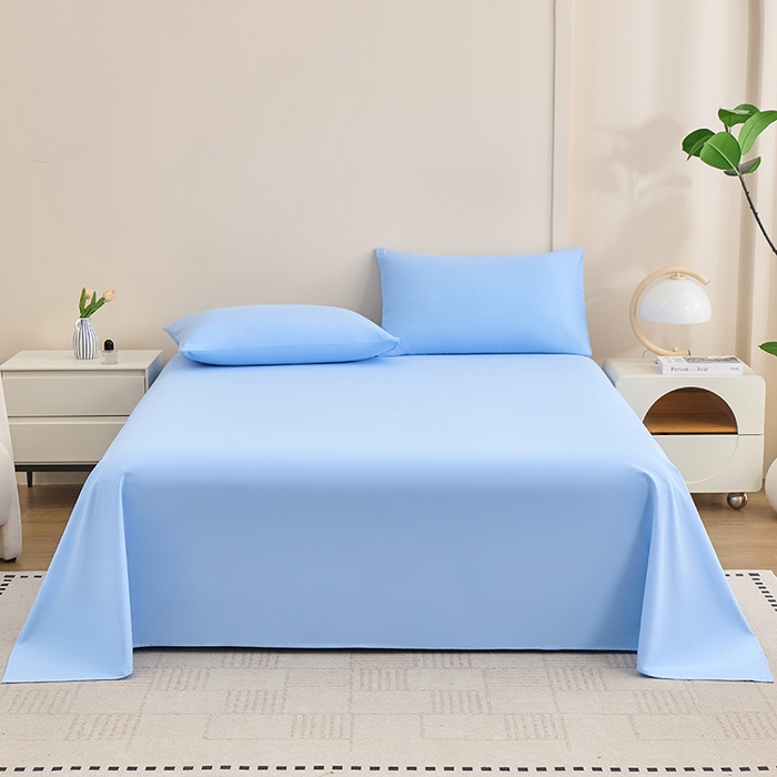 91家纺网 家纺一手货源 找家纺 居美良品 2026新款新疆长绒棉100%全棉纯色A类纯棉床单 天蓝