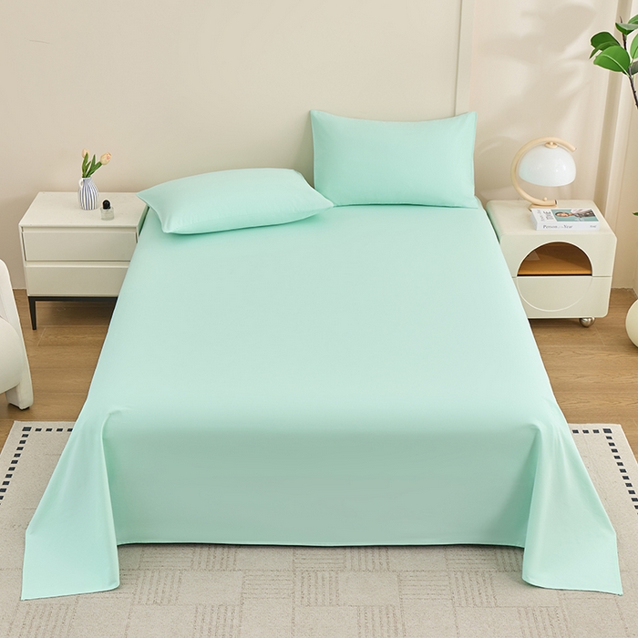 91家纺网 家纺一手货源 找家纺 居美良品 2026新款新疆长绒棉100%全棉纯色A类纯棉床单 抹茶绿