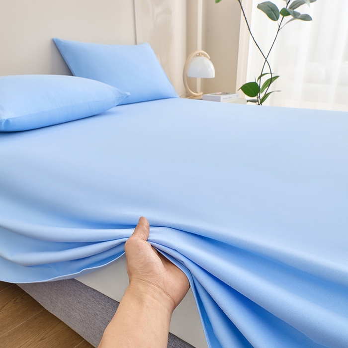 91家纺网 家纺一手货源 找家纺 居美良品 2026新款新疆长绒棉100%全棉纯色A类纯棉床单 天蓝