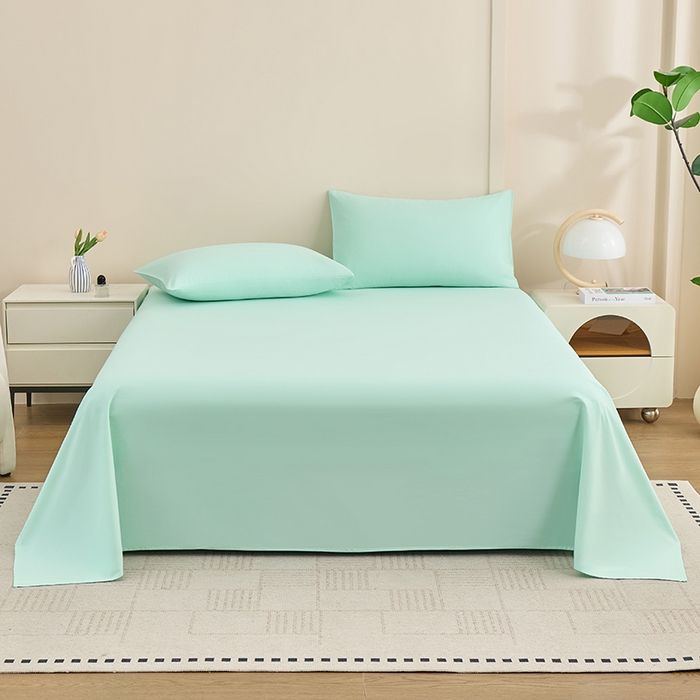 91家纺网 家纺一手货源 找家纺 居美良品 2026新款新疆长绒棉100%全棉纯色A类纯棉床单 抹茶绿