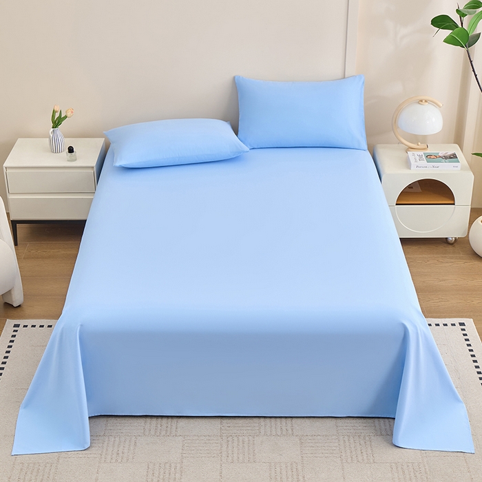 91家纺网 家纺一手货源 找家纺 居美良品 2026新款新疆长绒棉100%全棉纯色A类纯棉床单 天蓝