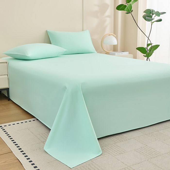 91家纺网 家纺一手货源 找家纺 居美良品 2026新款新疆长绒棉100%全棉纯色A类纯棉床单 抹茶绿