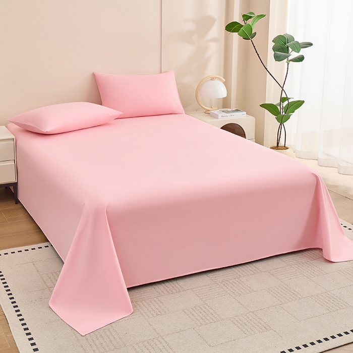 91家纺网 家纺一手货源 找家纺 居美良品 2026新款新疆长绒棉100%全棉纯色A类纯棉床单 浅粉