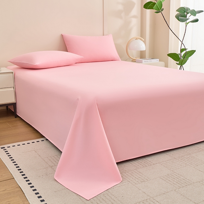 91家纺网 家纺一手货源 找家纺 居美良品 2026新款新疆长绒棉100%全棉纯色A类纯棉床单 浅粉