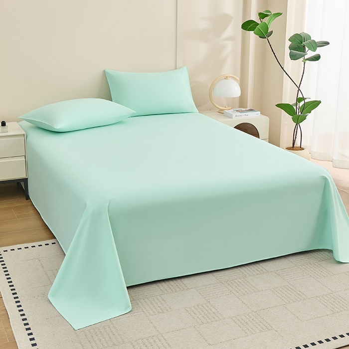 91家纺网 家纺一手货源 找家纺 居美良品 2026新款新疆长绒棉100%全棉纯色A类纯棉床单 抹茶绿