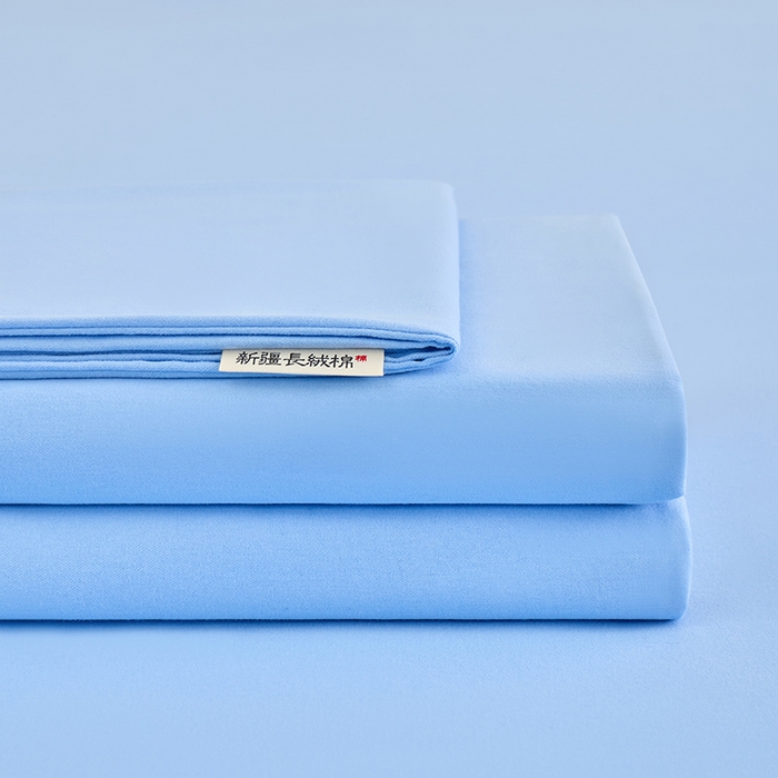 91家纺网 家纺一手货源 找家纺 居美良品 2026新款新疆长绒棉100%全棉纯色A类纯棉床单 天蓝