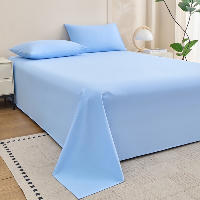 91家纺网 家纺一手货源 找家纺 居美良品 2026新款新疆长绒棉100%全棉纯色A类纯棉床单 天蓝