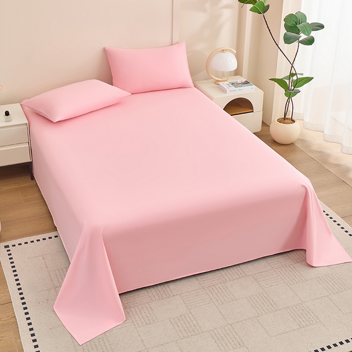 91家纺网 家纺一手货源 找家纺 居美良品 2026新款新疆长绒棉100%全棉纯色A类纯棉床单 浅粉