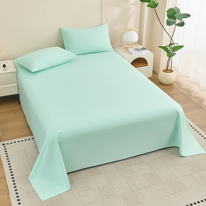 91家纺网 家纺一手货源 找家纺 居美良品 2026新款新疆长绒棉100%全棉纯色A类纯棉床单 抹茶绿