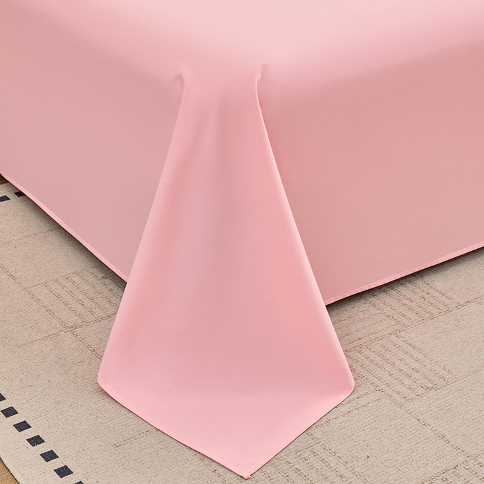 91家纺网 家纺一手货源 找家纺 居美良品 2026新款新疆长绒棉100%全棉纯色A类纯棉床单 浅粉