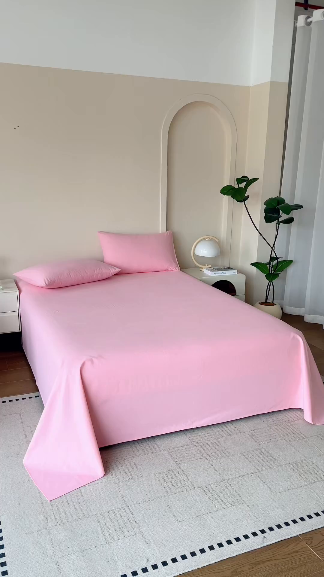 91家纺网 家纺一手货源 找家纺 居美良品 2026新款新疆长绒棉100%全棉纯色A类纯棉床单 浅粉