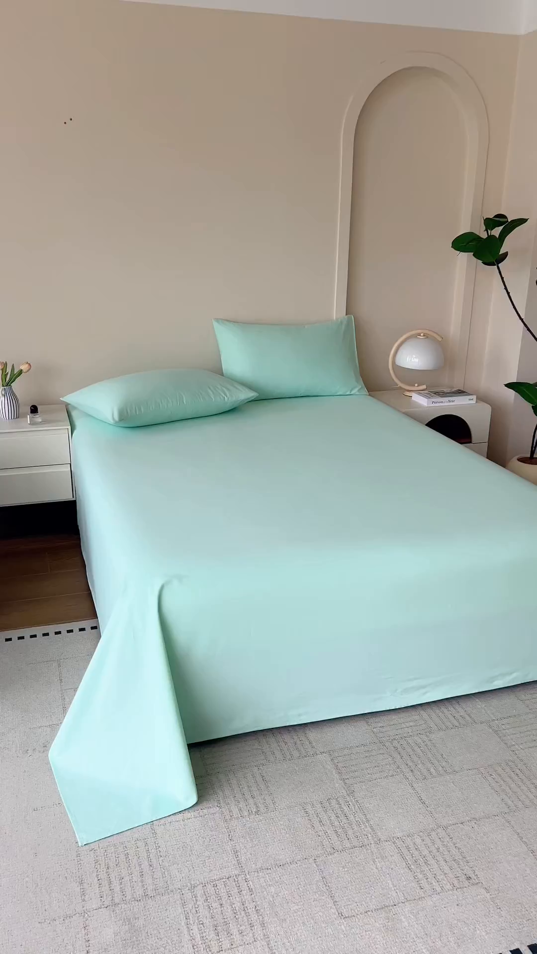 91家纺网 家纺一手货源 找家纺 居美良品 2026新款新疆长绒棉100%全棉纯色A类纯棉床单 抹茶绿