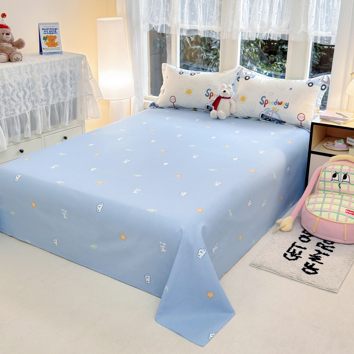 91家纺网 家纺一手货源 找家纺 （总）洺兰家居 2026新款全棉纯棉13070小清新印花单床单床单单件