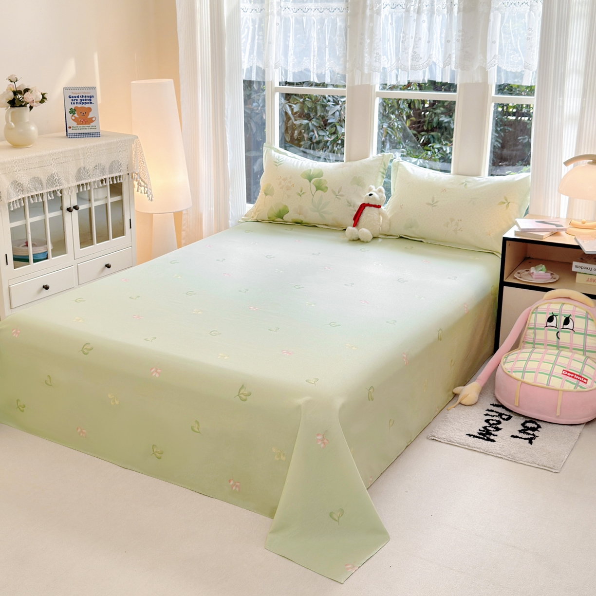 91家纺网 家纺一手货源 找家纺 （总）洺兰家居 2026新款全棉纯棉13070小清新印花单床单床单单件