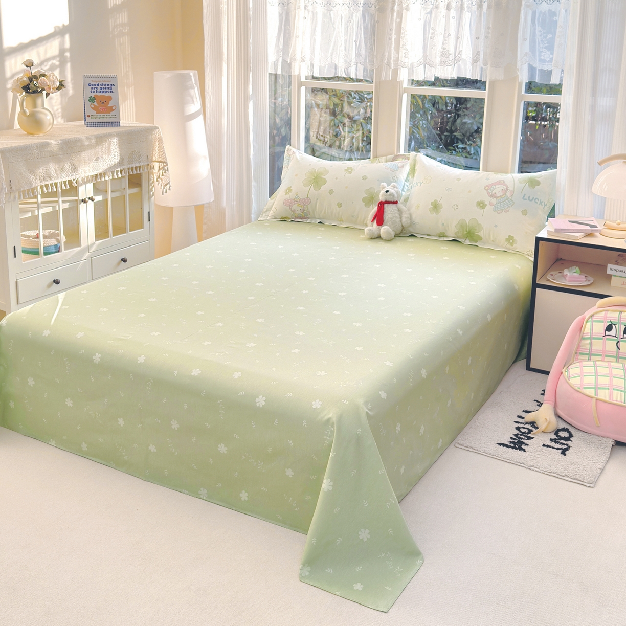 91家纺网 家纺一手货源 找家纺 （总）洺兰家居 2026新款全棉纯棉13070小清新印花单床单床单单件