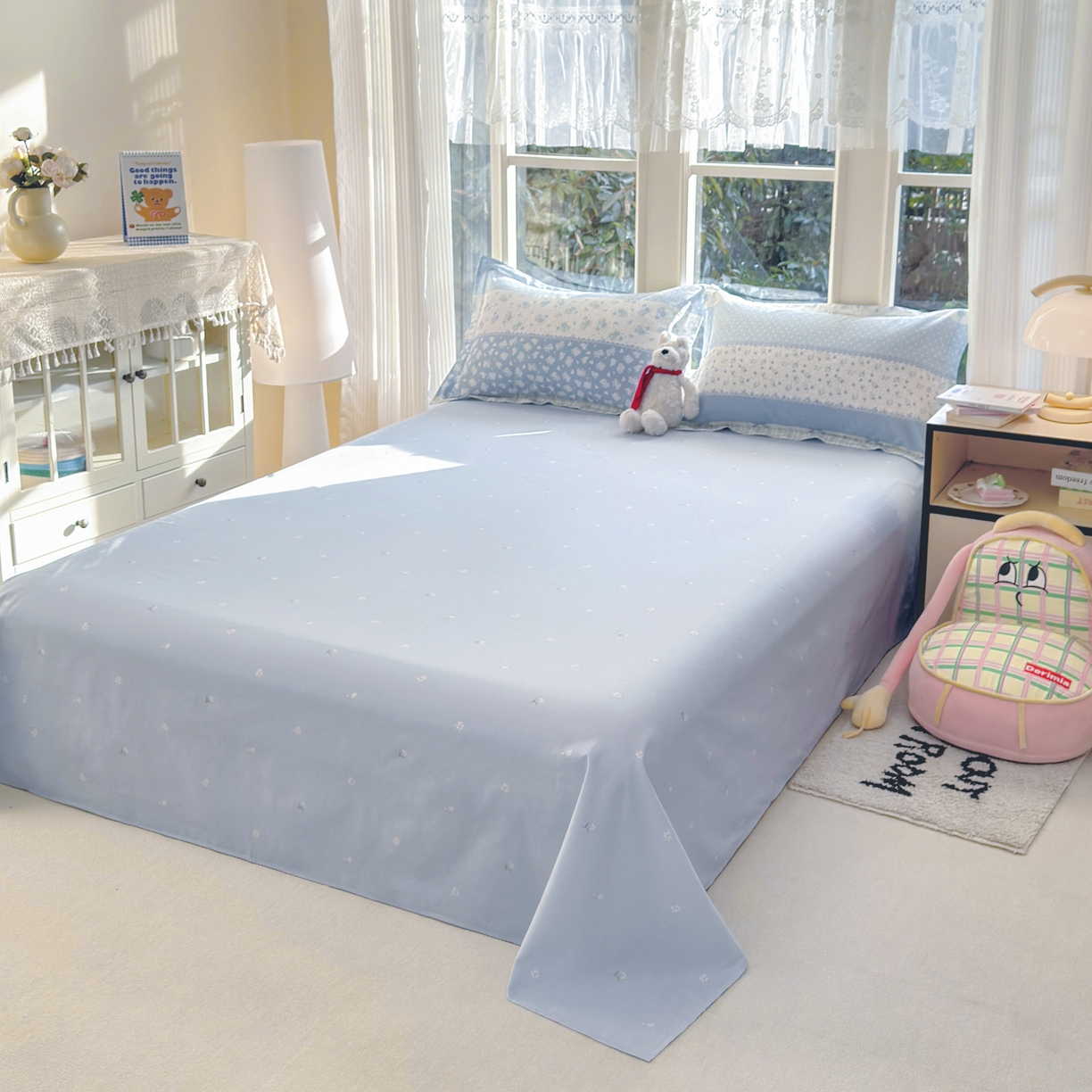 洺兰家居 2026新款全棉纯棉13070小清新印花单床单床单单件 蓝调记忆