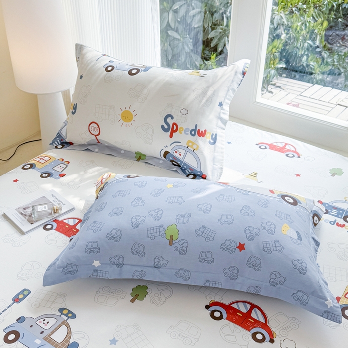 洺兰家居 2026新款全棉纯棉13070小清新印花单枕套枕套单件 疯狂小汽车