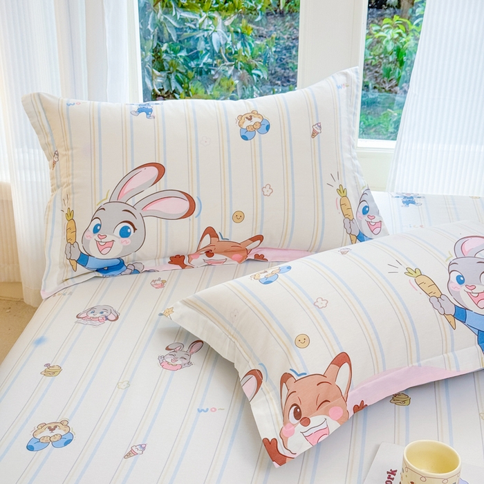 91家纺网 家纺一手货源 找家纺 洺兰家居 2026新款全棉纯棉13070小清新印花单枕套枕套单件 森林派对