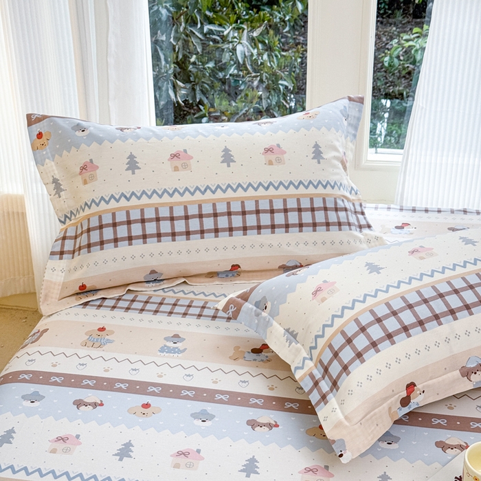 91家纺网 家纺一手货源 找家纺 洺兰家居 2026新款全棉纯棉13070小清新印花单枕套枕套单件 童年派对