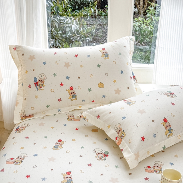 91家纺网 家纺一手货源 找家纺 洺兰家居 2026新款全棉纯棉13070小清新印花单枕套枕套单件 小星星